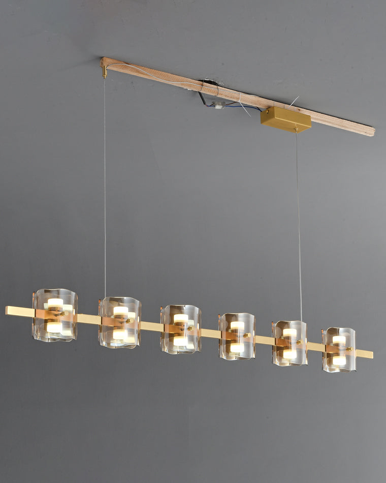 WOMO Glass Brass Linear Chandelier-WM2219B