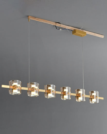 WOMO Glass Brass Linear Chandelier-WM2219B