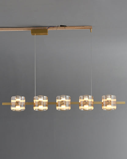 WOMO Glass Brass Linear Chandelier-WM2219B