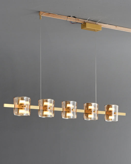 WOMO Glass Brass Linear Chandelier-WM2219B