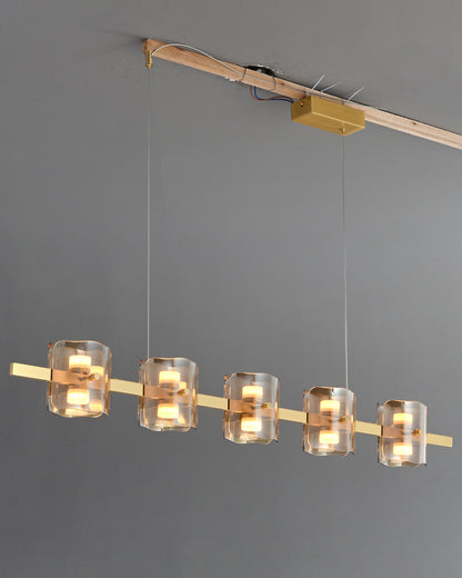 WOMO Glass Brass Linear Chandelier-WM2219B