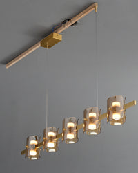 WOMO Glass Brass Linear Chandelier-WM2219B