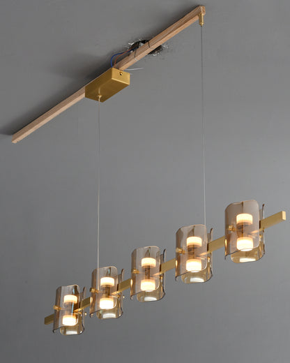 WOMO Glass Brass Linear Chandelier-WM2219B