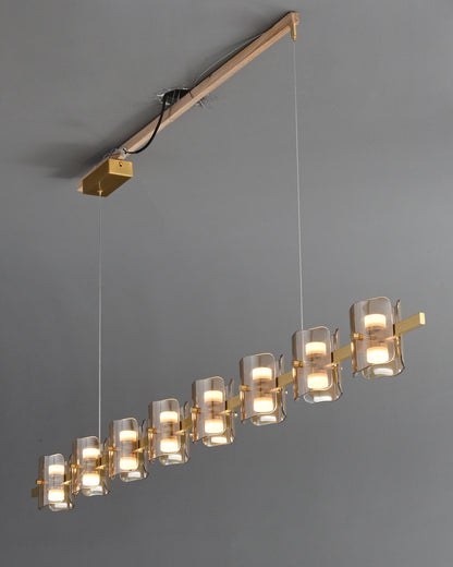 WOMO Glass Brass Linear Chandelier-WM2219B