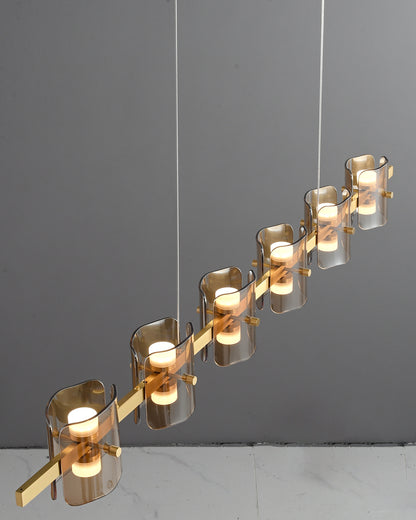 WOMO Glass Brass Linear Chandelier-WM2219B