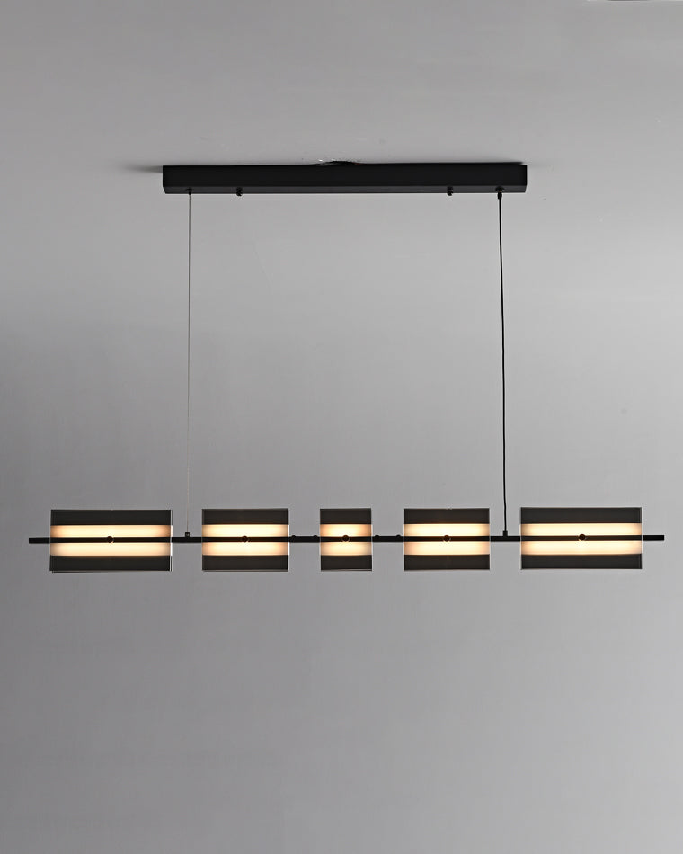 WOMO Amber/Smoked Glass Linear Chandelier-WM2221