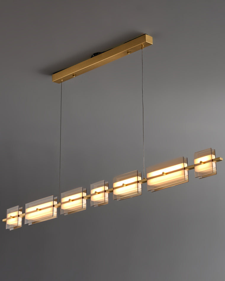 WOMO Amber/Smoked Glass Linear Chandelier-WM2221