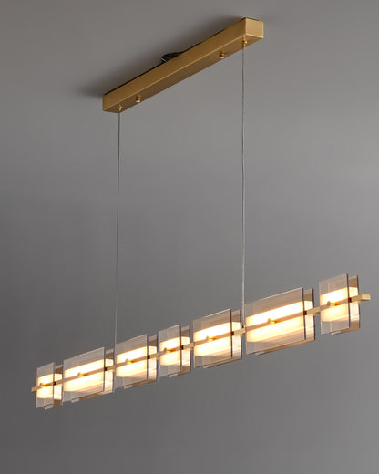 WOMO Amber/Smoked Glass Linear Chandelier-WM2221