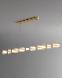 WOMO Amber/Smoked Glass Linear Chandelier-WM2221