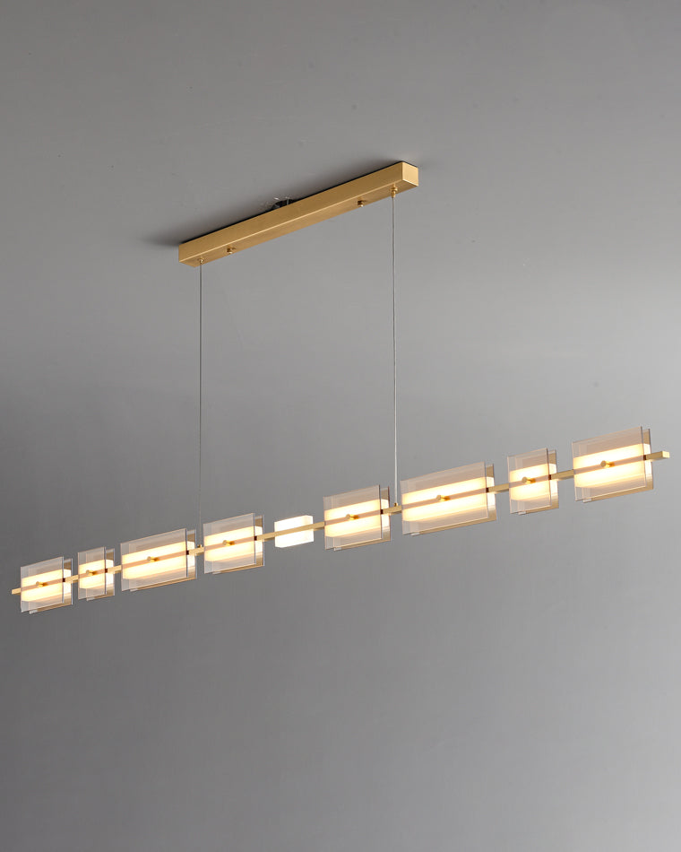 WOMO Amber/Smoked Glass Linear Chandelier-WM2221