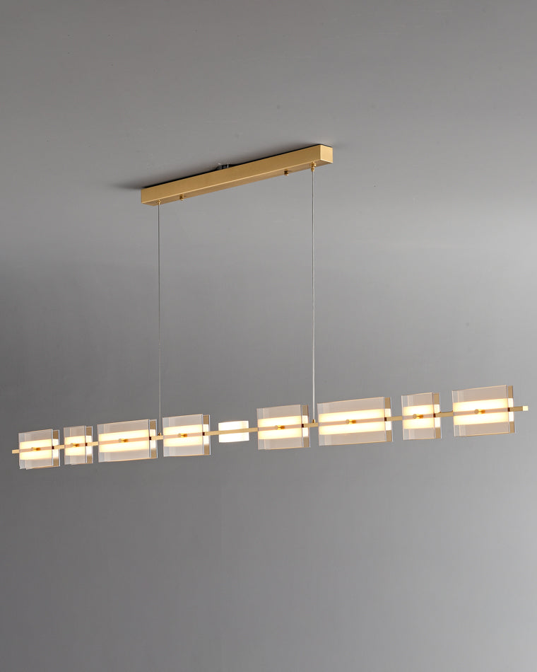 WOMO Amber/Smoked Glass Linear Chandelier-WM2221