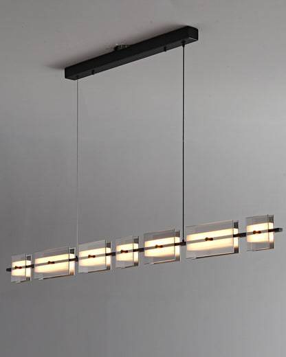 WOMO Amber/Smoked Glass Linear Chandelier-WM2221