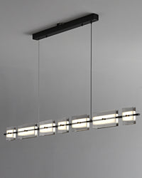 WOMO Amber/Smoked Glass Linear Chandelier-WM2221
