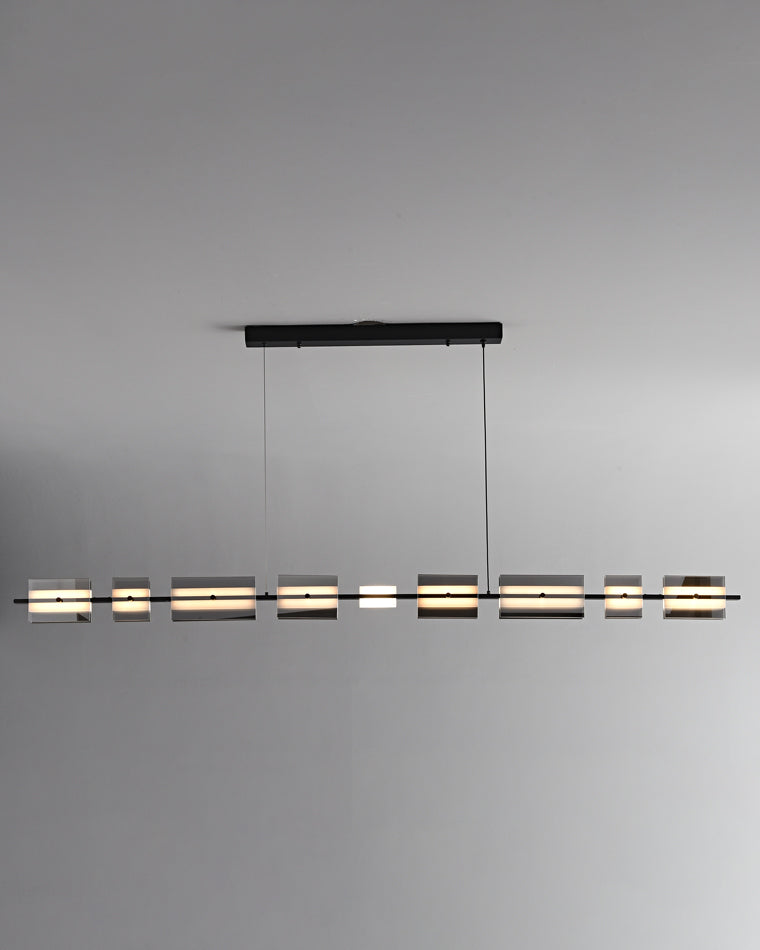 WOMO Amber/Smoked Glass Linear Chandelier-WM2221