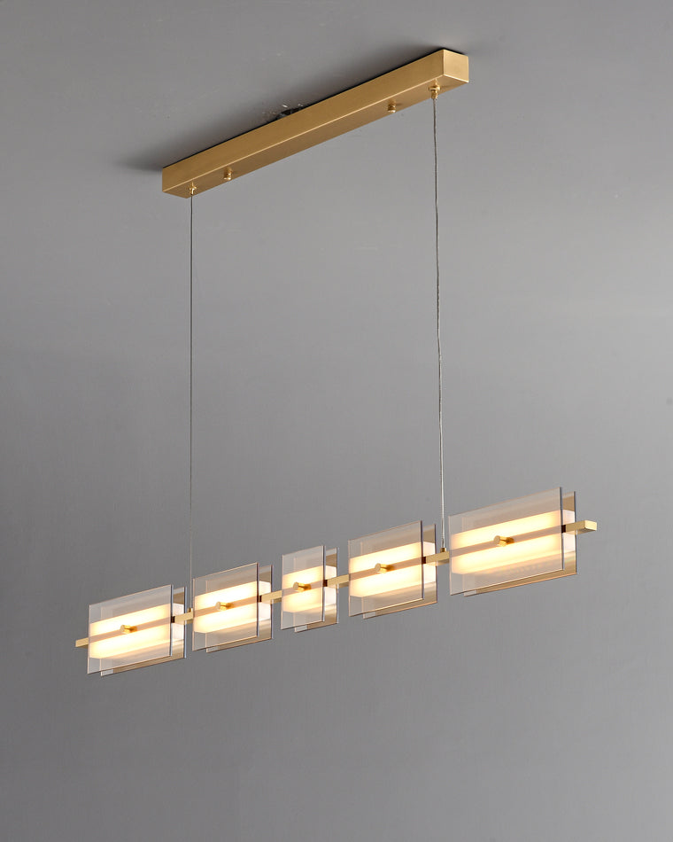 WOMO Amber/Smoked Glass Linear Chandelier-WM2221