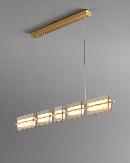 WOMO Amber/Smoked Glass Linear Chandelier-WM2221