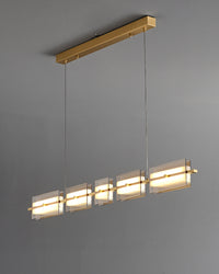 WOMO Amber/Smoked Glass Linear Chandelier-WM2221