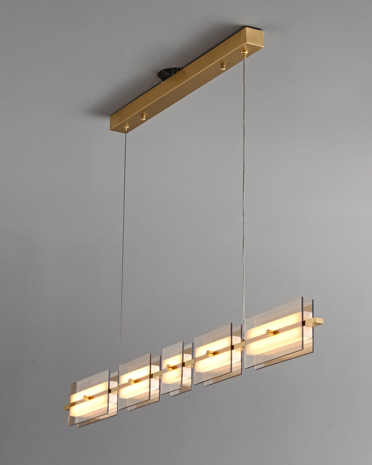 WOMO Amber/Smoked Glass Linear Chandelier-WM2221