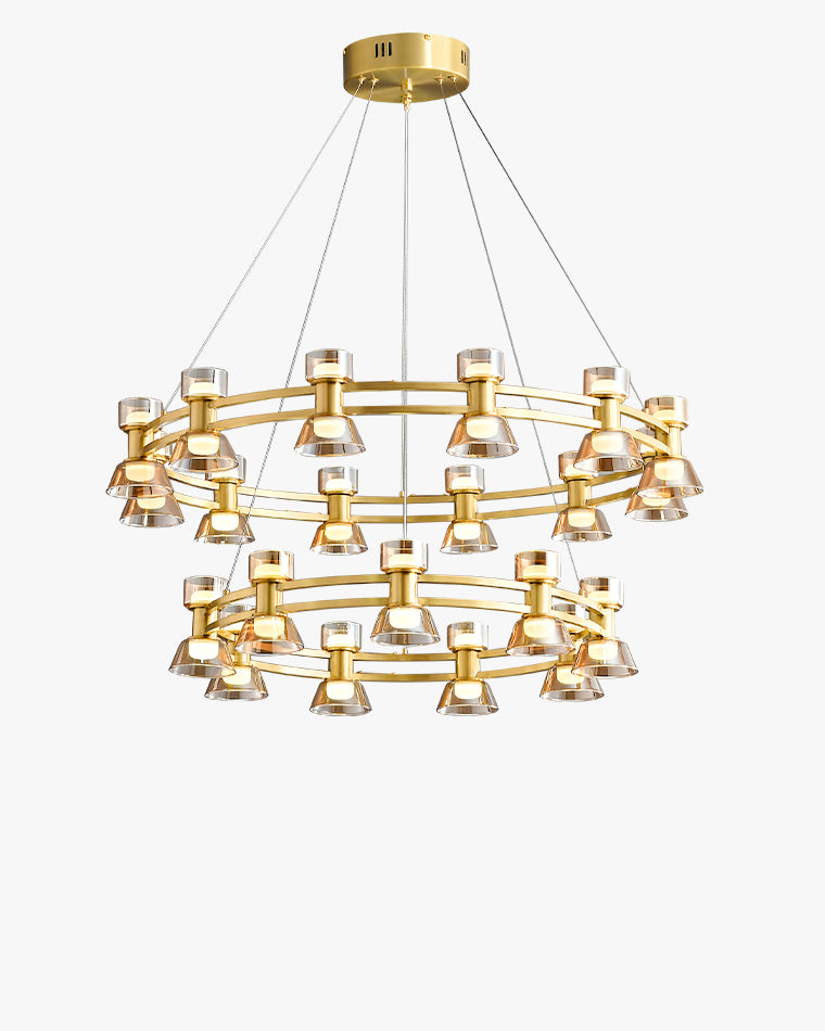 WOMO Double Circular Brass Chandelier-WM2224