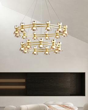 WOMO Double Circular Brass Chandelier-WM2224