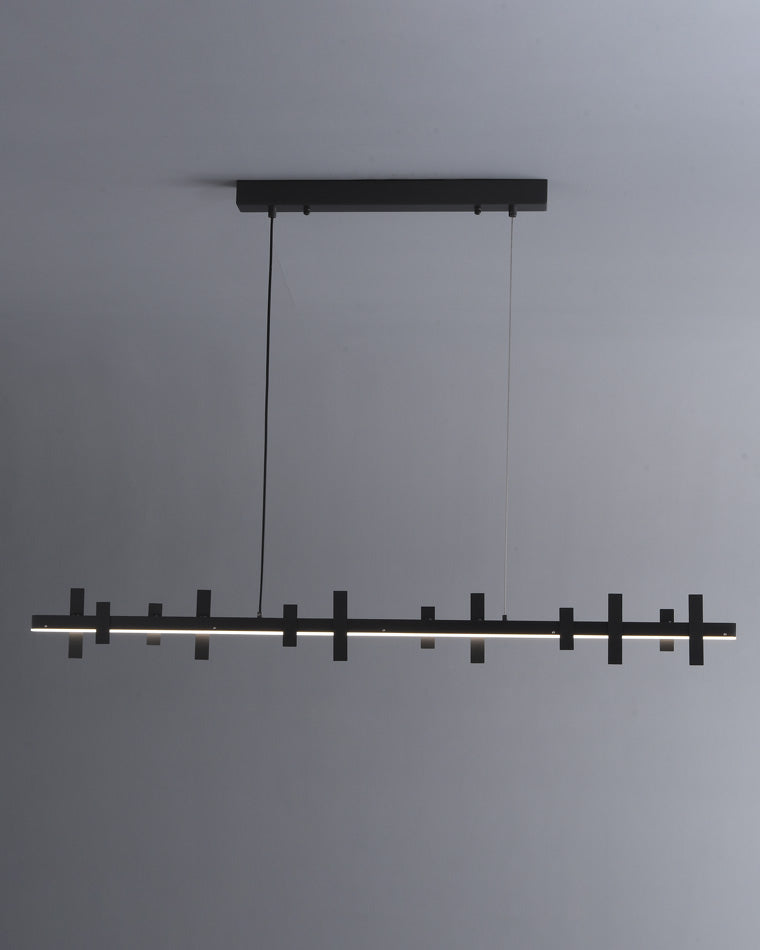 WOMO Black Brass Linear Chandelier-WM2231