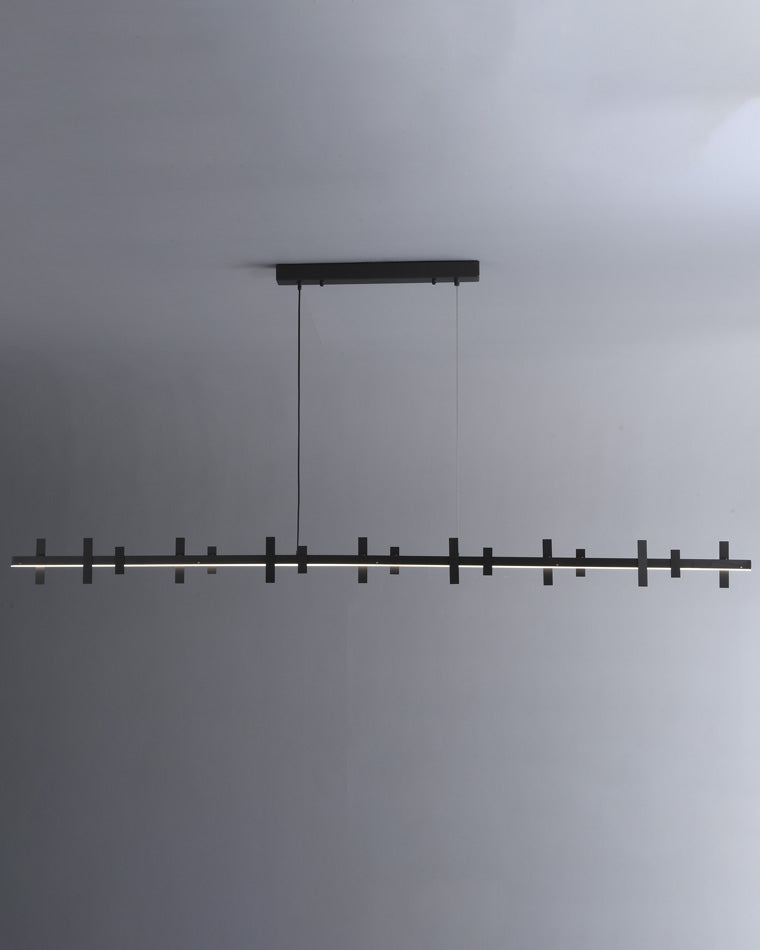 WOMO Black Brass Linear Chandelier-WM2231