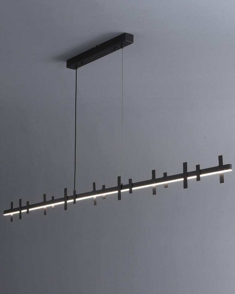 WOMO Black Brass Linear Chandelier-WM2231