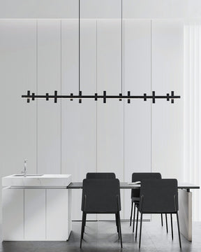 WOMO Black Brass Linear Chandelier-WM2231