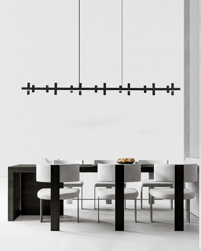 WOMO Black Brass Linear Chandelier-WM2231