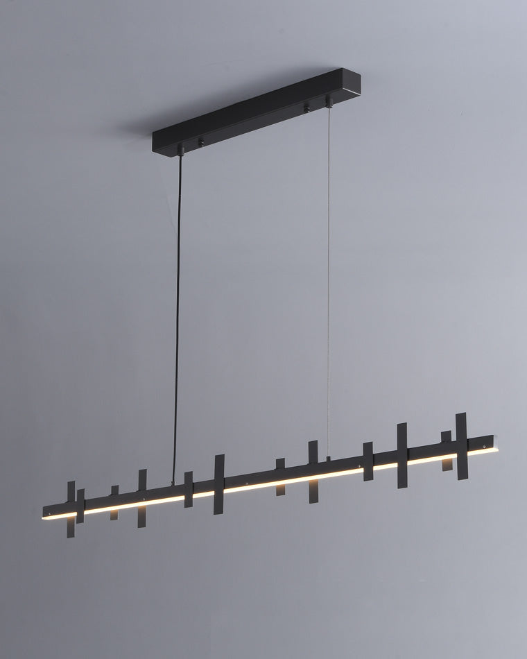 WOMO Black Brass Linear Chandelier-WM2231