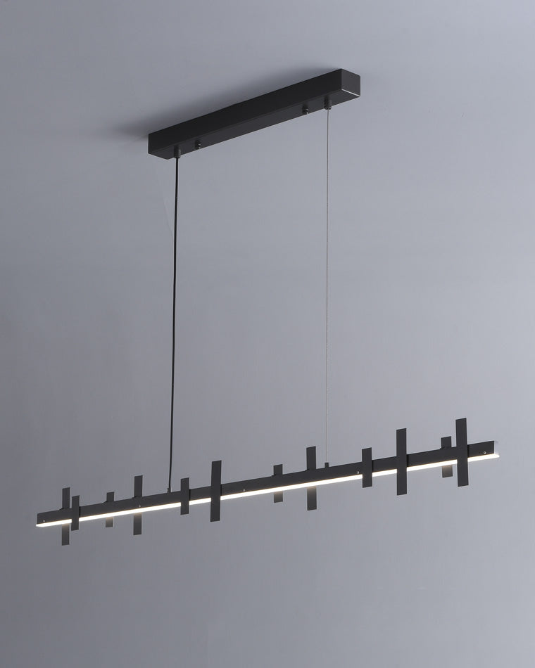 WOMO Black Brass Linear Chandelier-WM2231