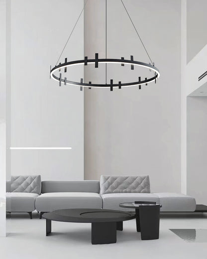 WOMO Black Brass Circular Chandelier-WM2237