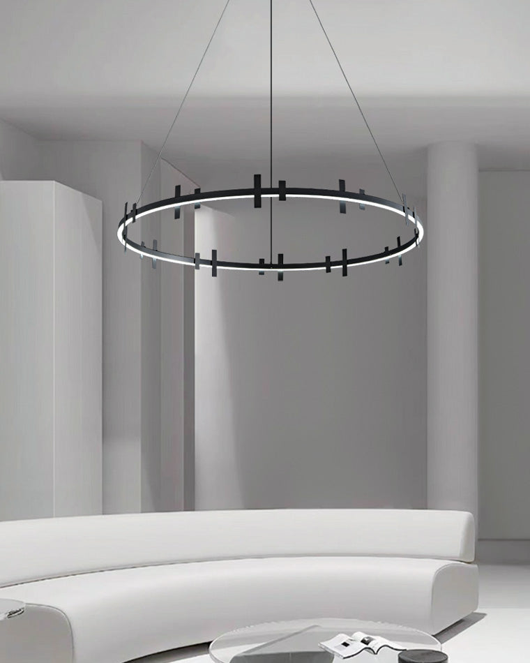 WOMO Black Brass Circular Chandelier-WM2237