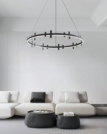 WOMO Black Brass Circular Chandelier-WM2237