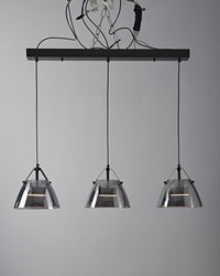 WOMO 3 Light Smoked Glass Pendant Light-WM2238