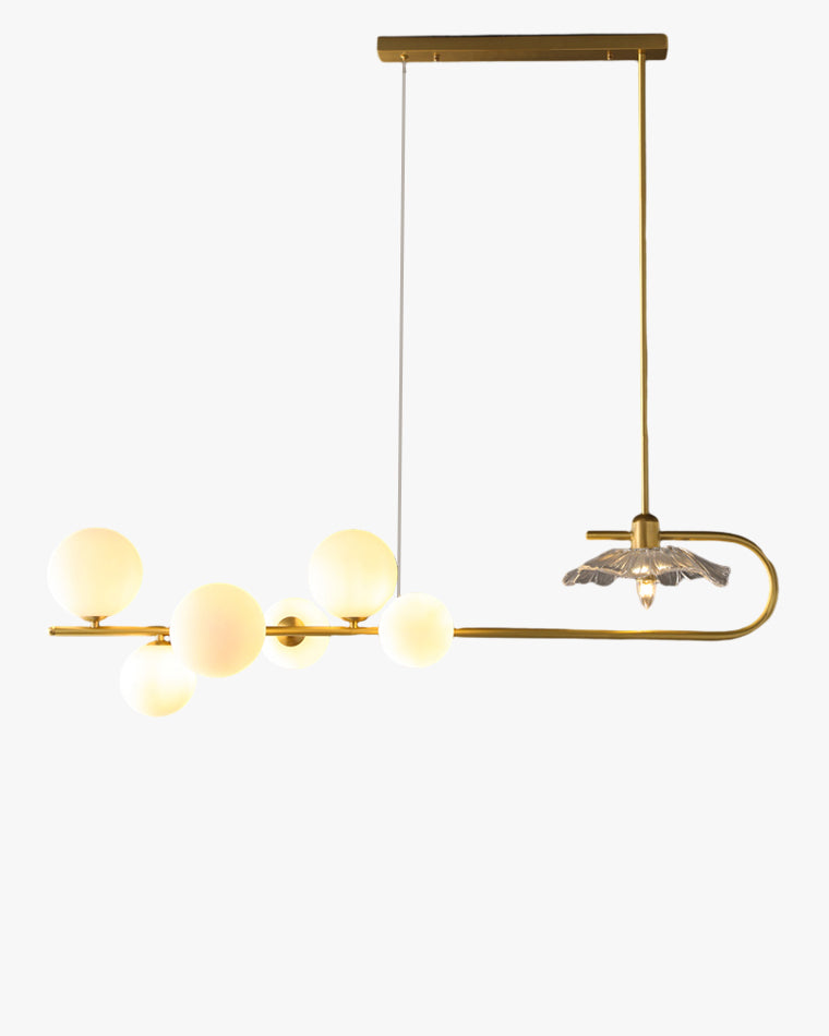 WOMO Linear Glass Bubble Brass Chandelier-WM2252