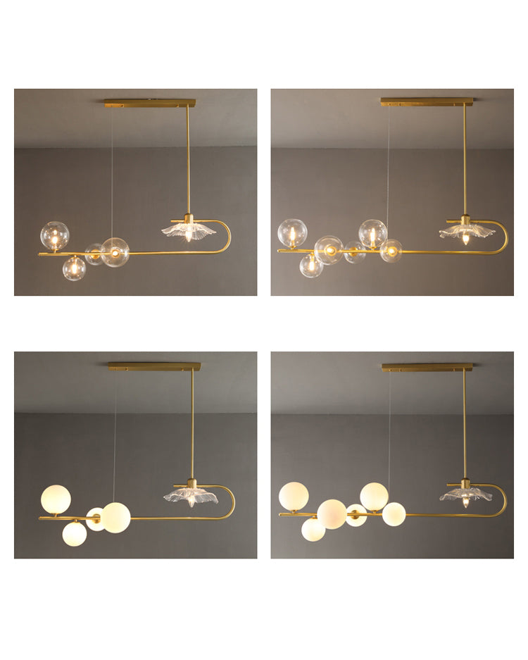 WOMO Linear Glass Bubble Brass Chandelier-WM2252