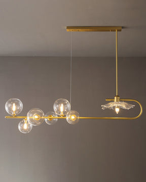 WOMO Linear Glass Bubble Brass Chandelier-WM2252