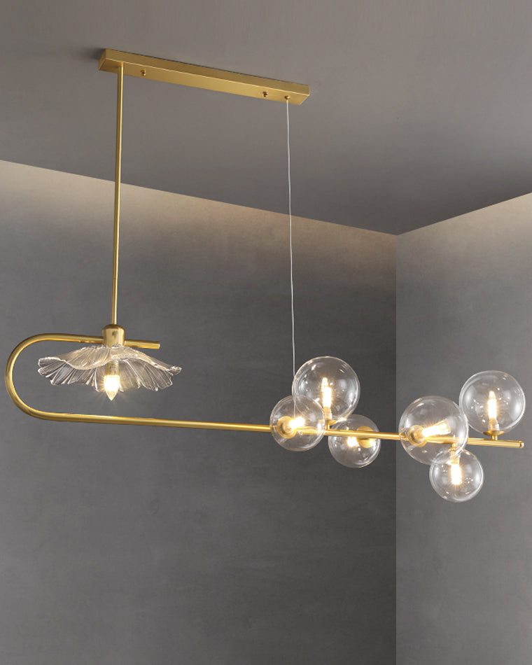 WOMO Linear Glass Bubble Brass Chandelier-WM2252