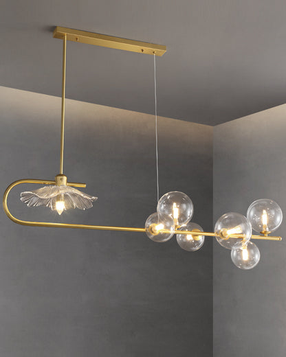 WOMO Linear Glass Bubble Brass Chandelier-WM2252