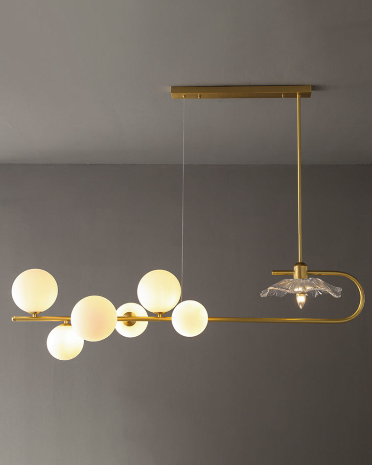 WOMO Linear Glass Bubble Brass Chandelier-WM2252