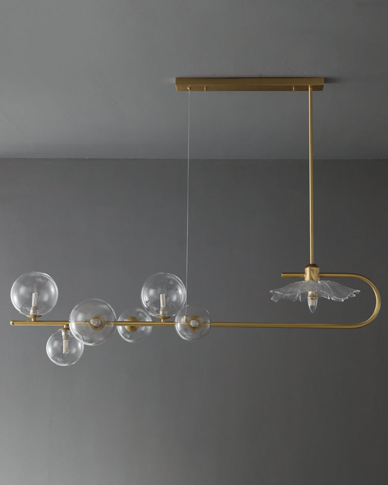 WOMO Linear Glass Bubble Brass Chandelier-WM2252