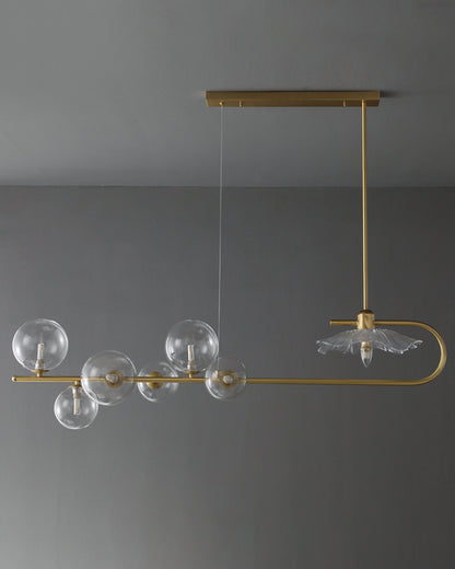 WOMO Linear Glass Bubble Brass Chandelier-WM2252