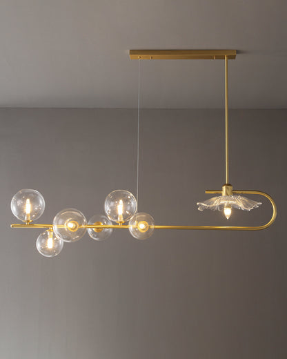 WOMO Linear Glass Bubble Brass Chandelier-WM2252