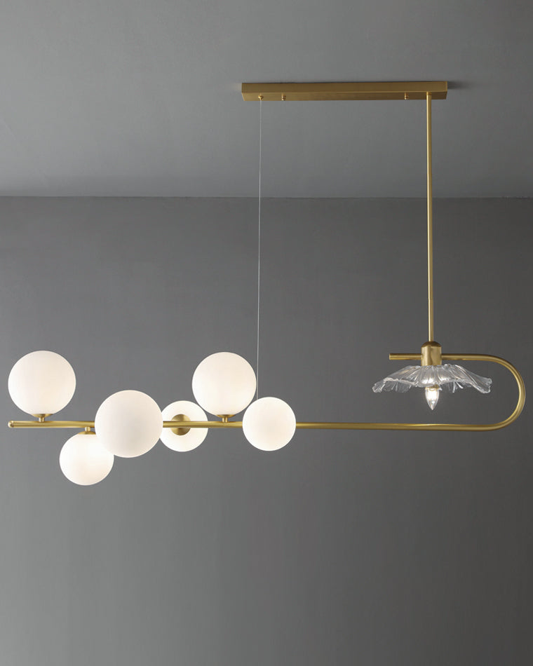 WOMO Linear Glass Bubble Brass Chandelier-WM2252