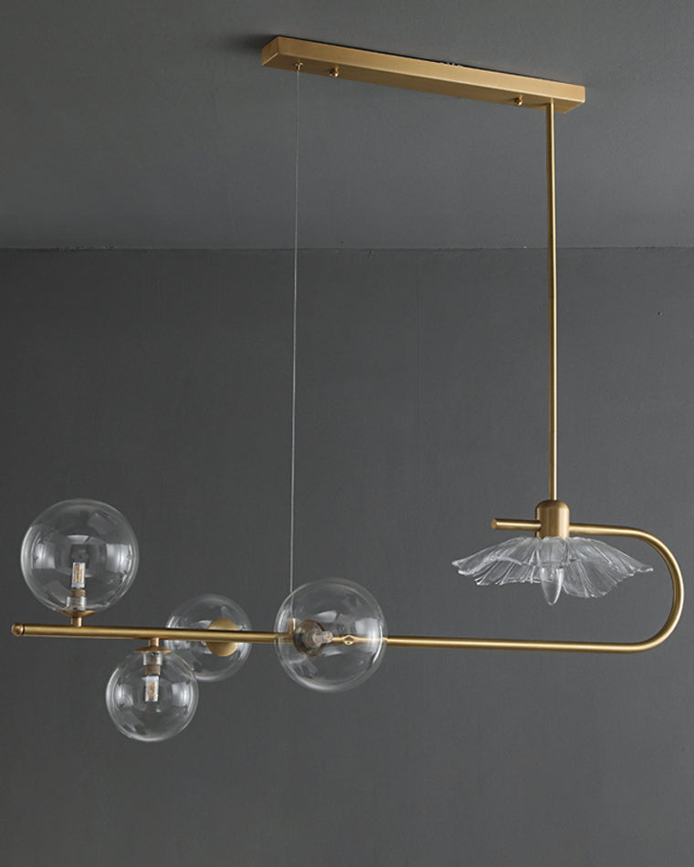 WOMO Linear Glass Bubble Brass Chandelier-WM2252