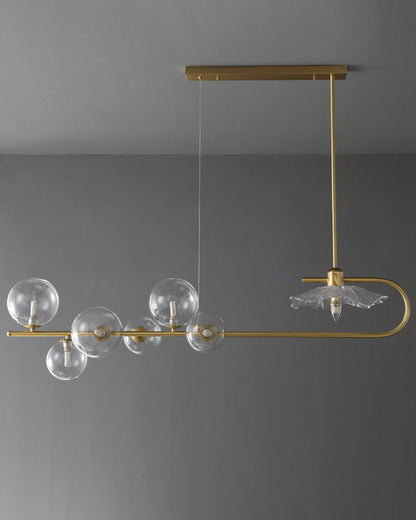 WOMO Linear Glass Bubble Brass Chandelier-WM2252