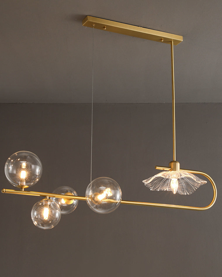 WOMO Linear Glass Bubble Brass Chandelier-WM2252