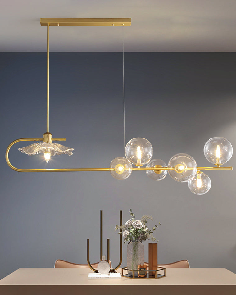 WOMO Linear Glass Bubble Brass Chandelier-WM2252