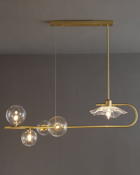 WOMO Linear Glass Bubble Brass Chandelier-WM2252